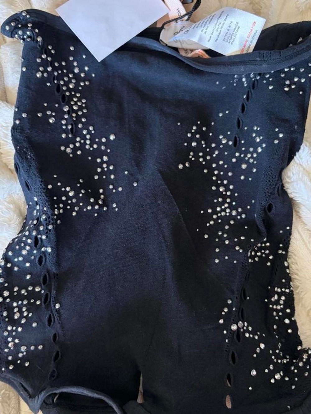 Oh Polly Black Studded Sleeveless shorts with Cutout Details
